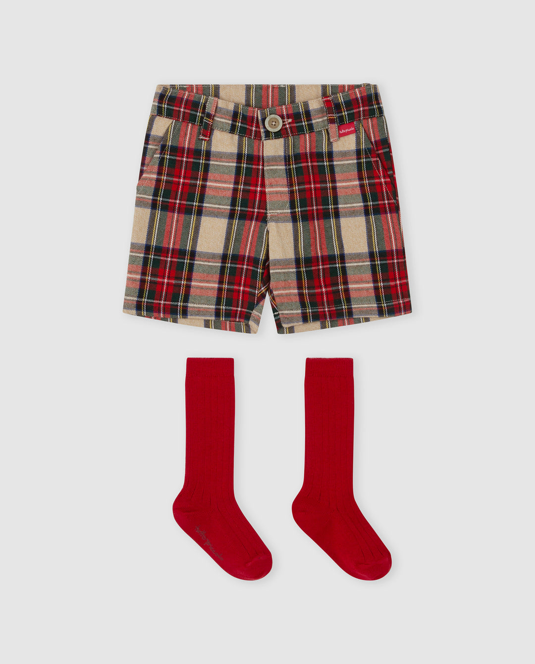 BERMUDA ROJA CUADROS CON CALCETINES