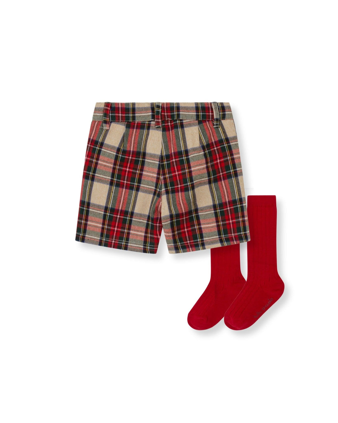 BERMUDA ROJA CUADROS CON CALCETINES