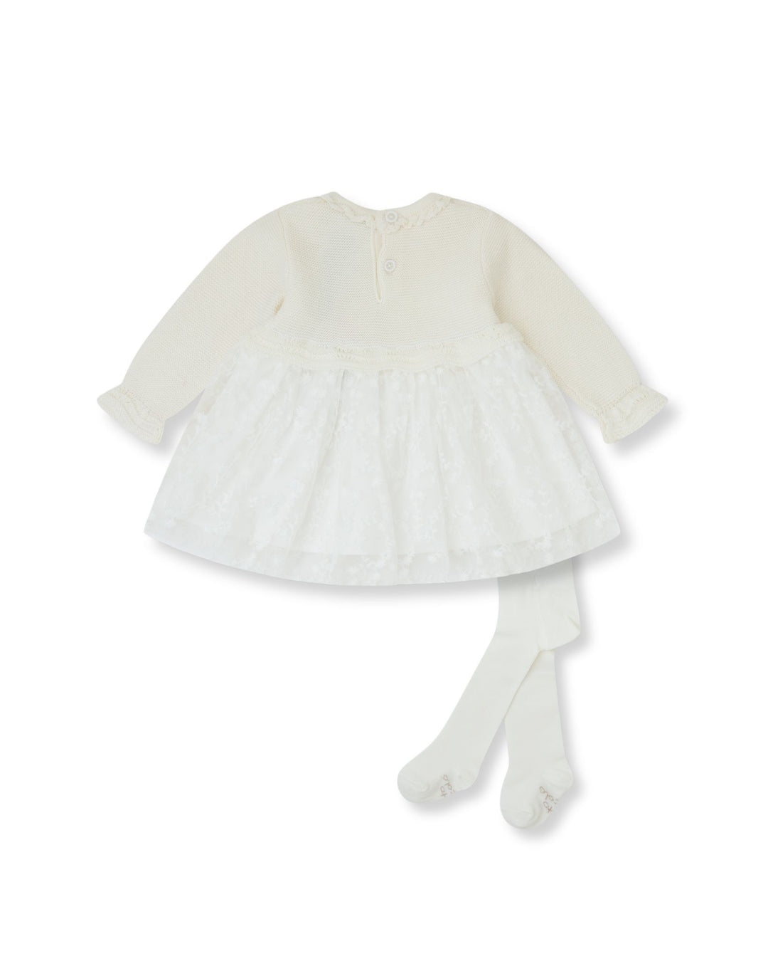 VESTIDO TRICOT Y TUL CRUDO CON LEOTARDOS