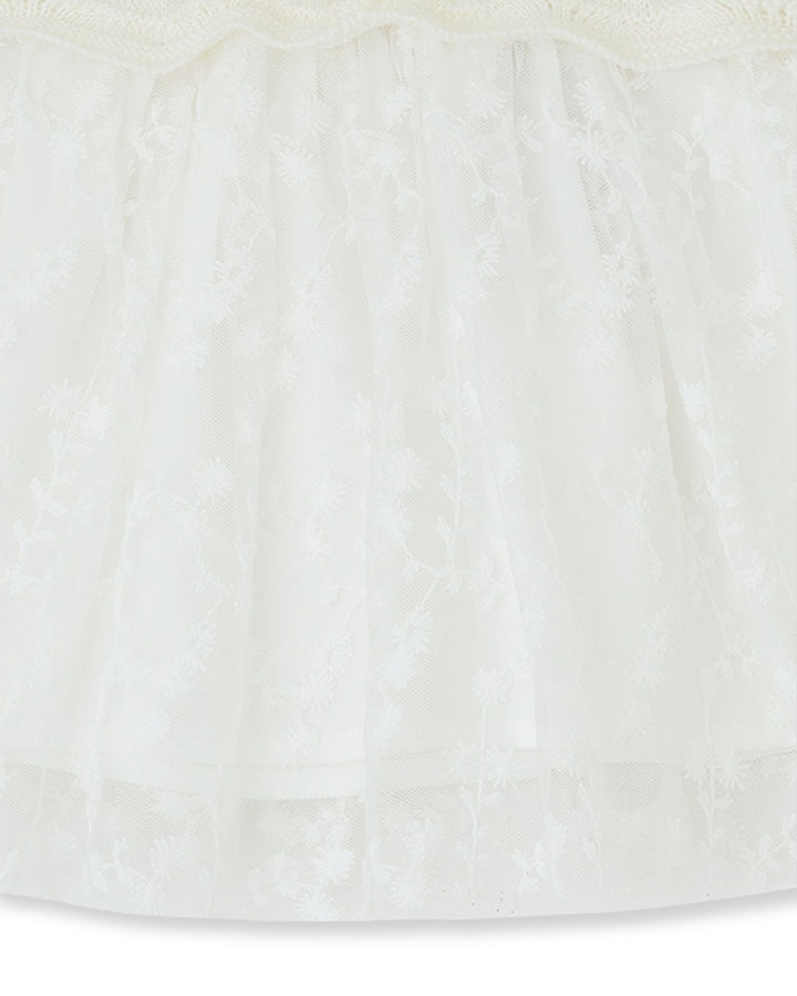 VESTIDO TRICOT Y TUL CRUDO CON LEOTARDOS