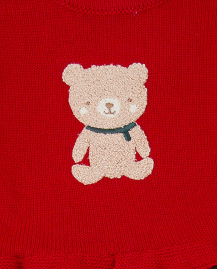 VESTIDO ROJO TRICOT Y CUADROS CON LEOTARDOS BEBÉ