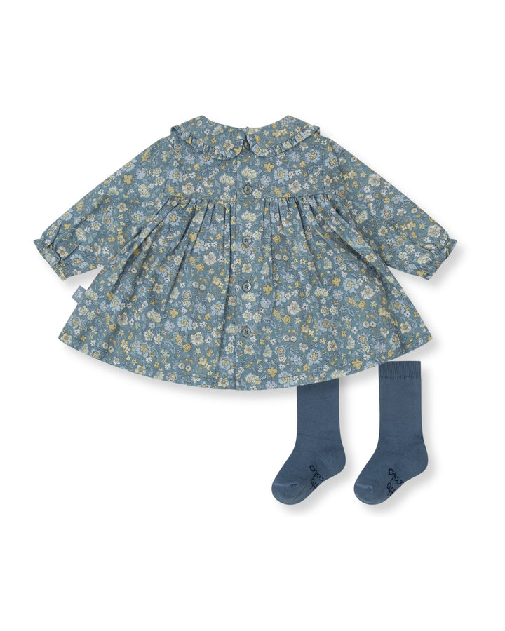 VESTIDO ACERO FLORES CON CALCETINES