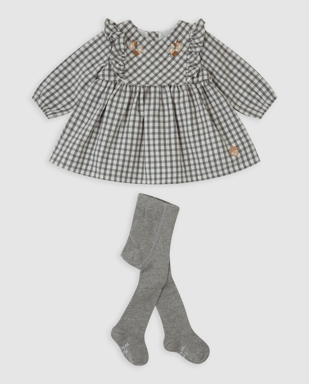 VESTIDO VICHY GRIS CON LEOTARDOS BEBÉ