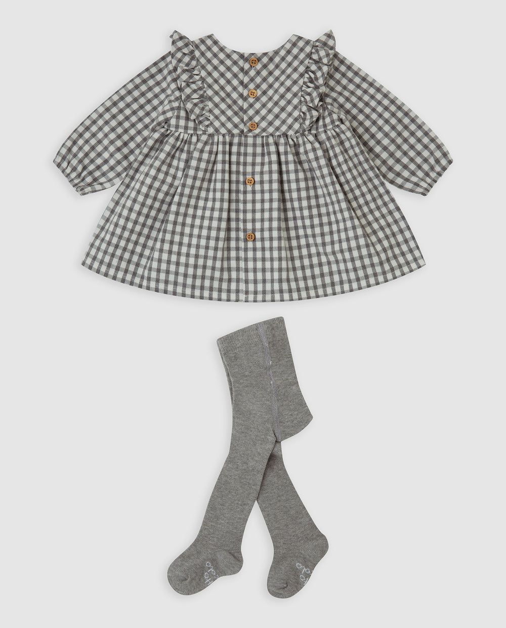 VESTIDO VICHY GRIS CON LEOTARDOS BEBÉ