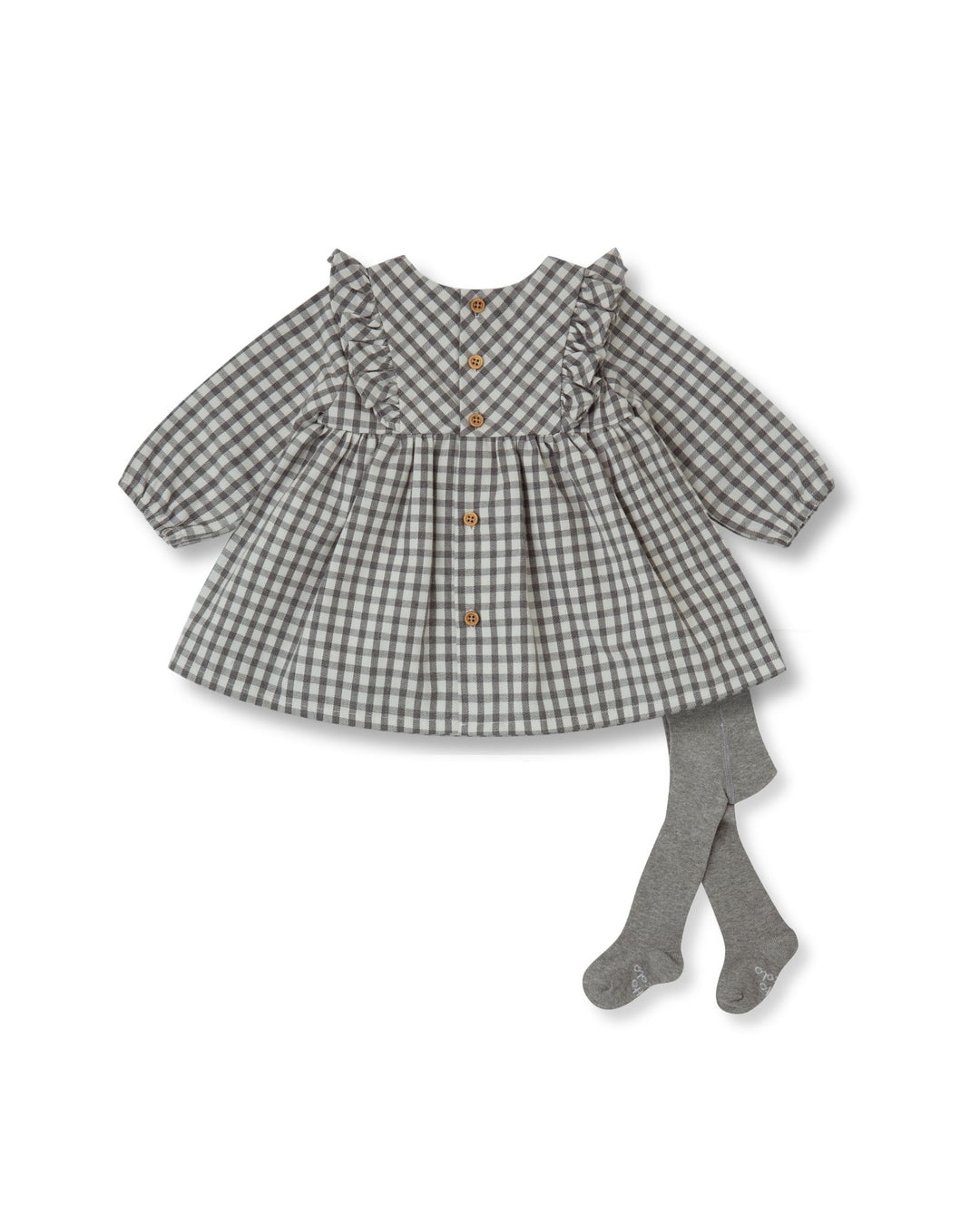 VESTIDO VICHY GRIS CON LEOTARDOS