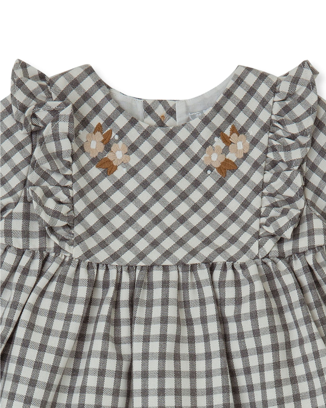 VESTIDO VICHY GRIS CON LEOTARDOS