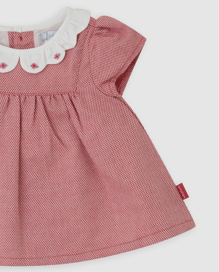 VESTIDO ROJO CON BRAGUITA Y CALCETINES BEBÉ