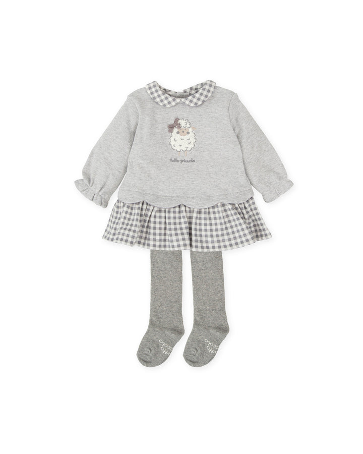 VESTIDO GRIS OVEJITA CON LEOTARDOS BEBÉ