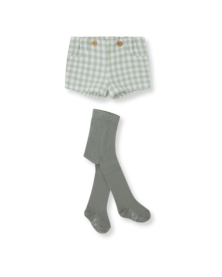 PANTALÓN BOMBACHO VICHY AGUAMARINA CON LEOTARDOS