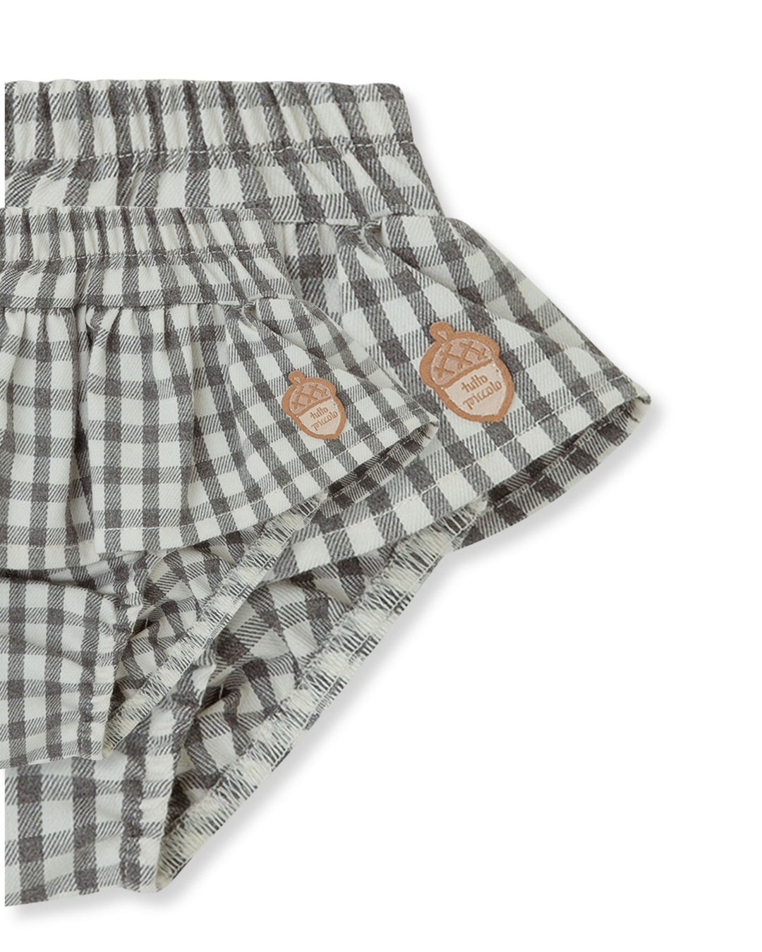 PANTALÓN BOMBACHO VICHY GRIS CON VOLANTE