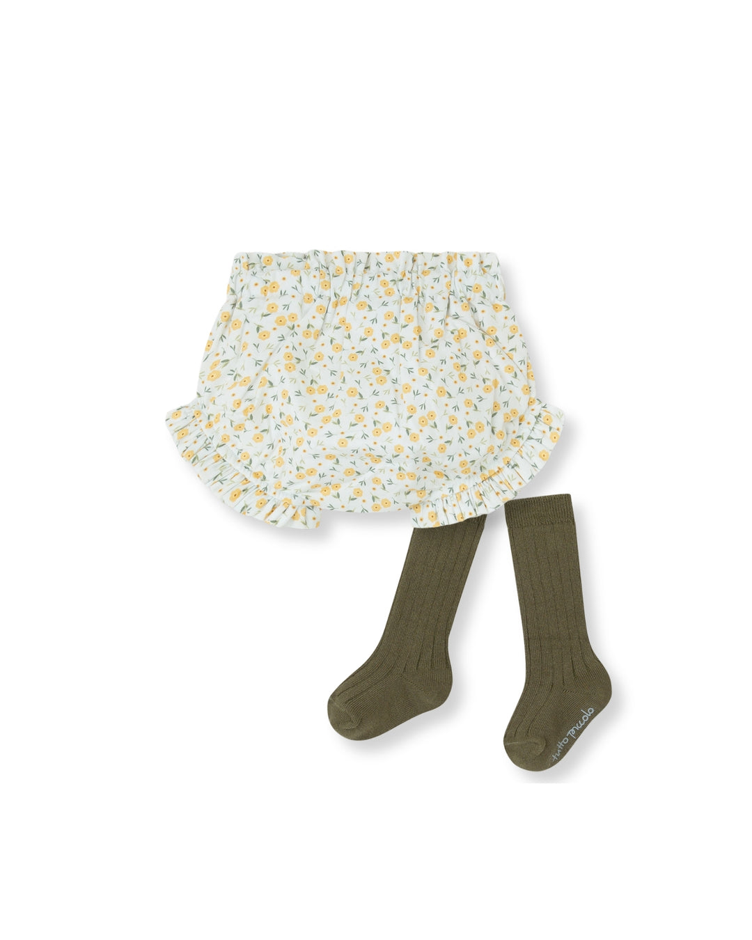 PANTALÓN BOMBACHO MOSTAZA FLORES CON CALCETINES