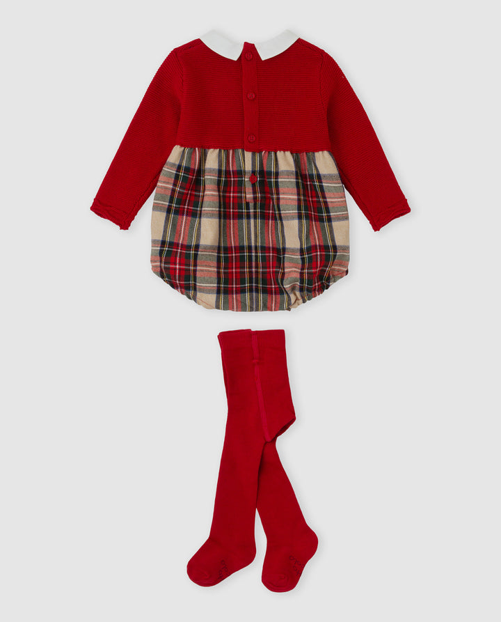 PELELE TRICOT CUADROS CON LEOTARDOS BEBÉ