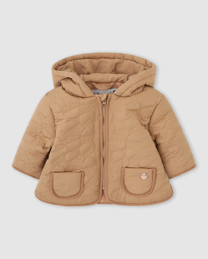CHAQUETÓN CON CAPUCHA CAMEL BELLOTAS BEBÉ