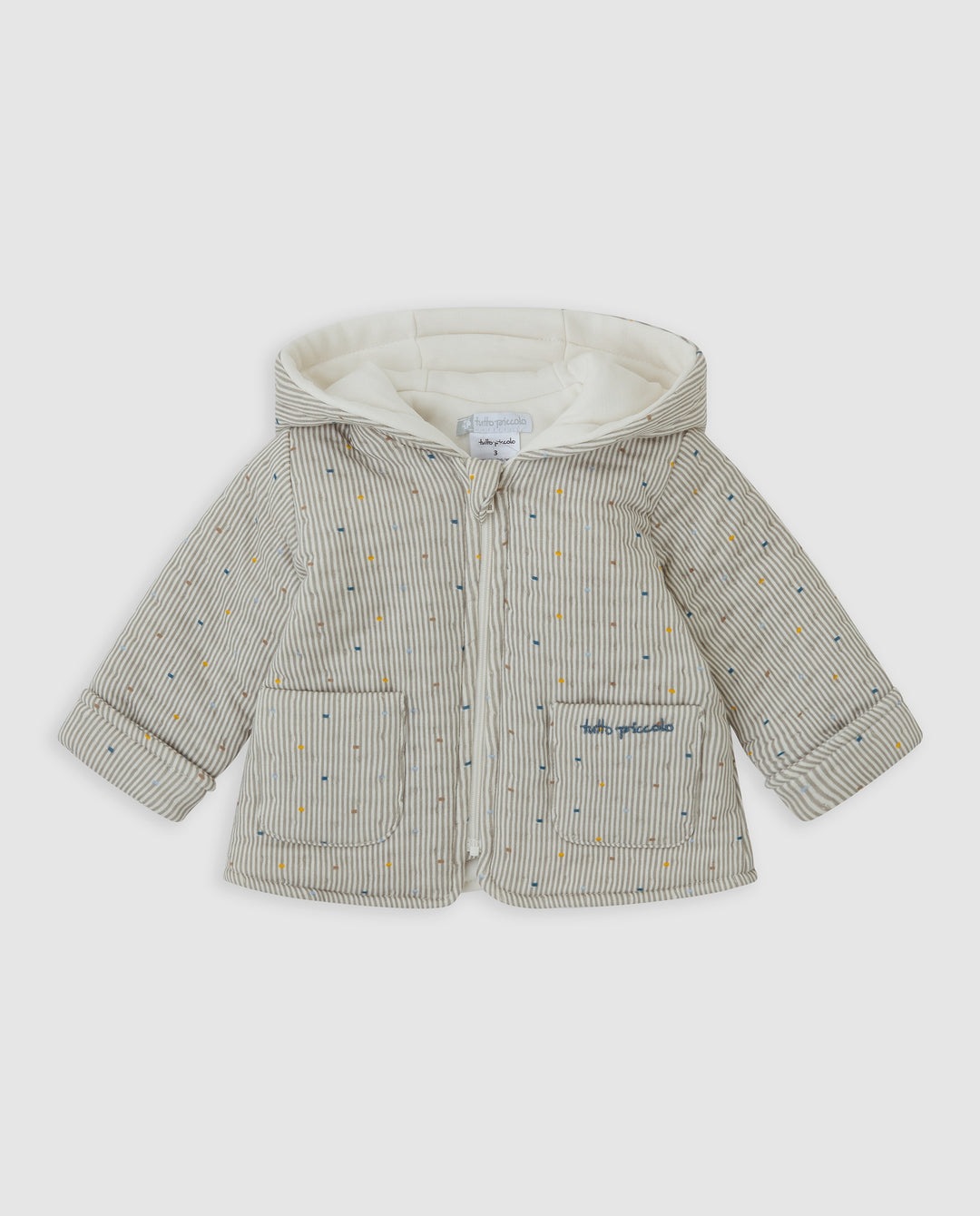 CHAQUETÓN CON CAPUCHA GRIS RAYAS BEBÉ