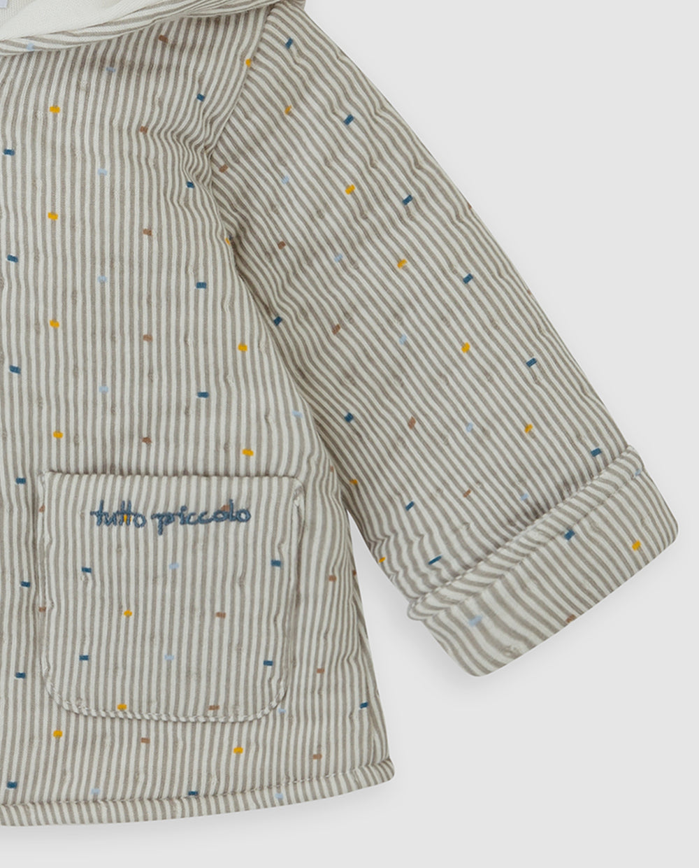 CHAQUETÓN CON CAPUCHA GRIS RAYAS BEBÉ