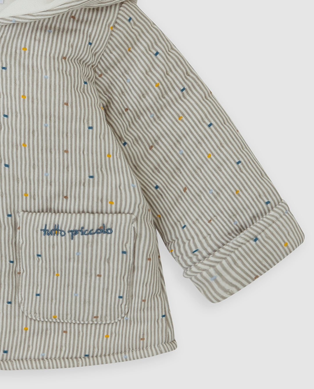 CHAQUETÓN CON CAPUCHA GRIS RAYAS BEBÉ