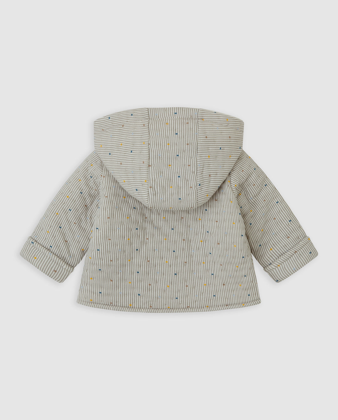 CHAQUETÓN CON CAPUCHA GRIS RAYAS BEBÉ