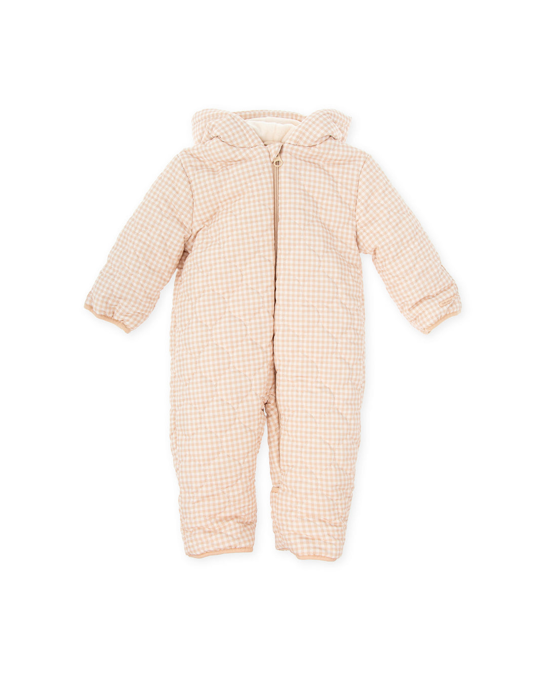 SAND GINGHAM QUILTED ROMPER