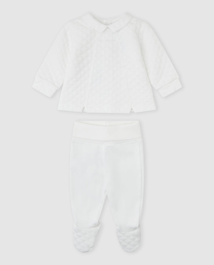 CONJUNTO 2 PZAS. ACOLCHADO BLANCO RECIÉN NACIDO