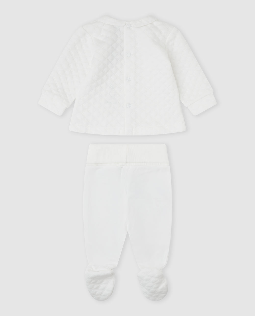 CONJUNTO 2 PZAS. ACOLCHADO BLANCO RECIÉN NACIDO