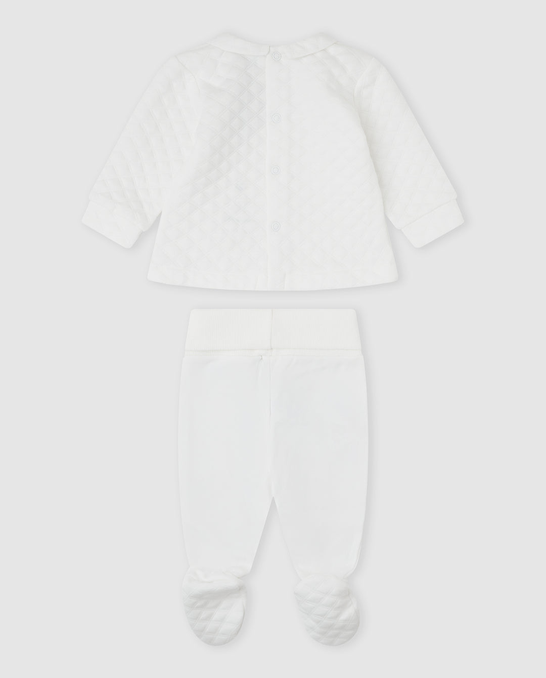 CONJUNTO 2 PZAS. ACOLCHADO BLANCO RECIÉN NACIDO