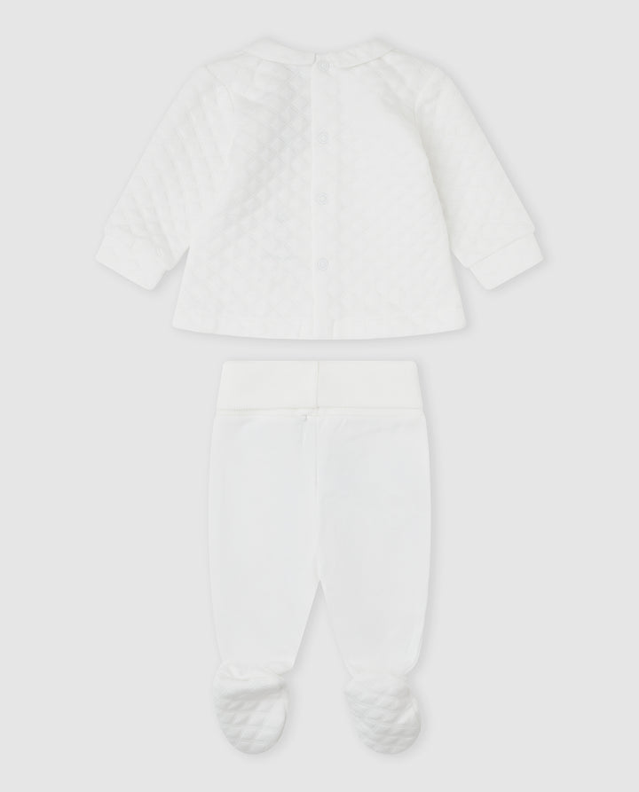CONJUNTO 2 PZAS. ACOLCHADO BLANCO RECIÉN NACIDO