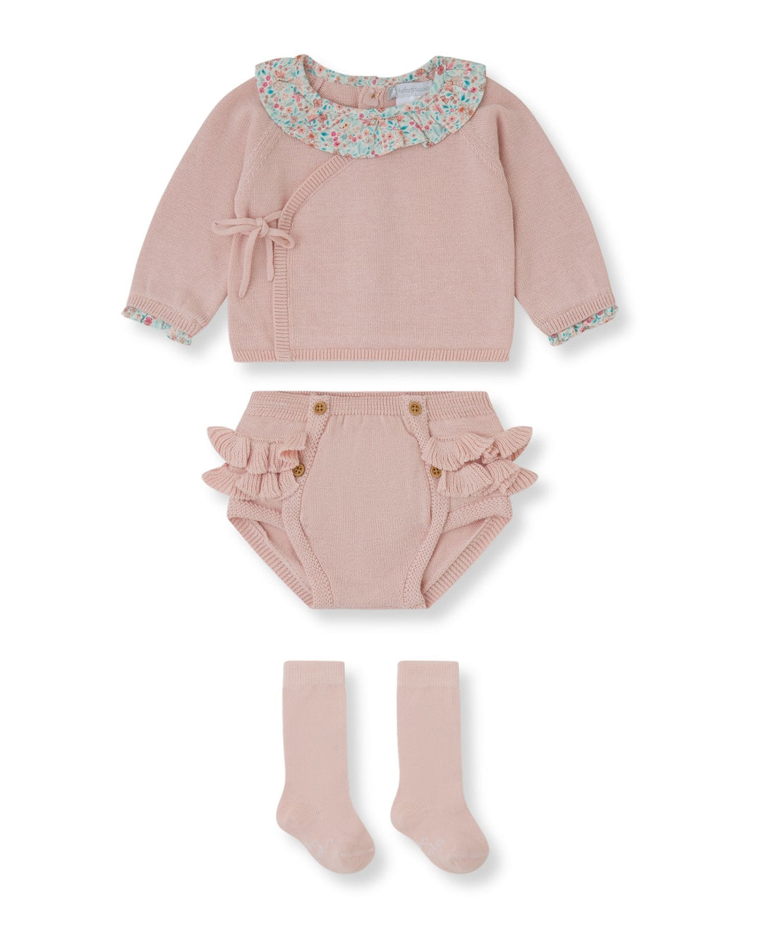 CONJUNTO 2 PZAS. TRICOT PÉTALO CON CALCETINES
