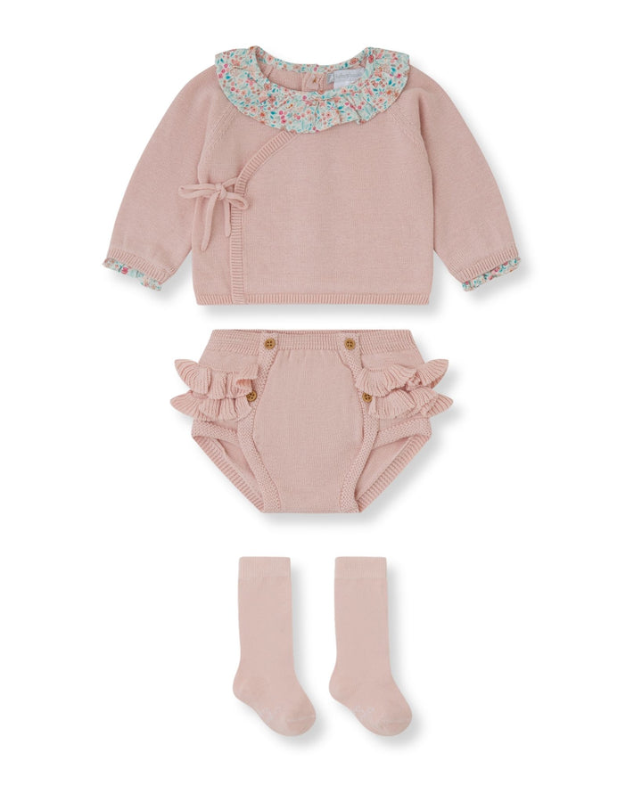 CONJUNTO 2 PZAS. TRICOT PÉTALO CON CALCETINES