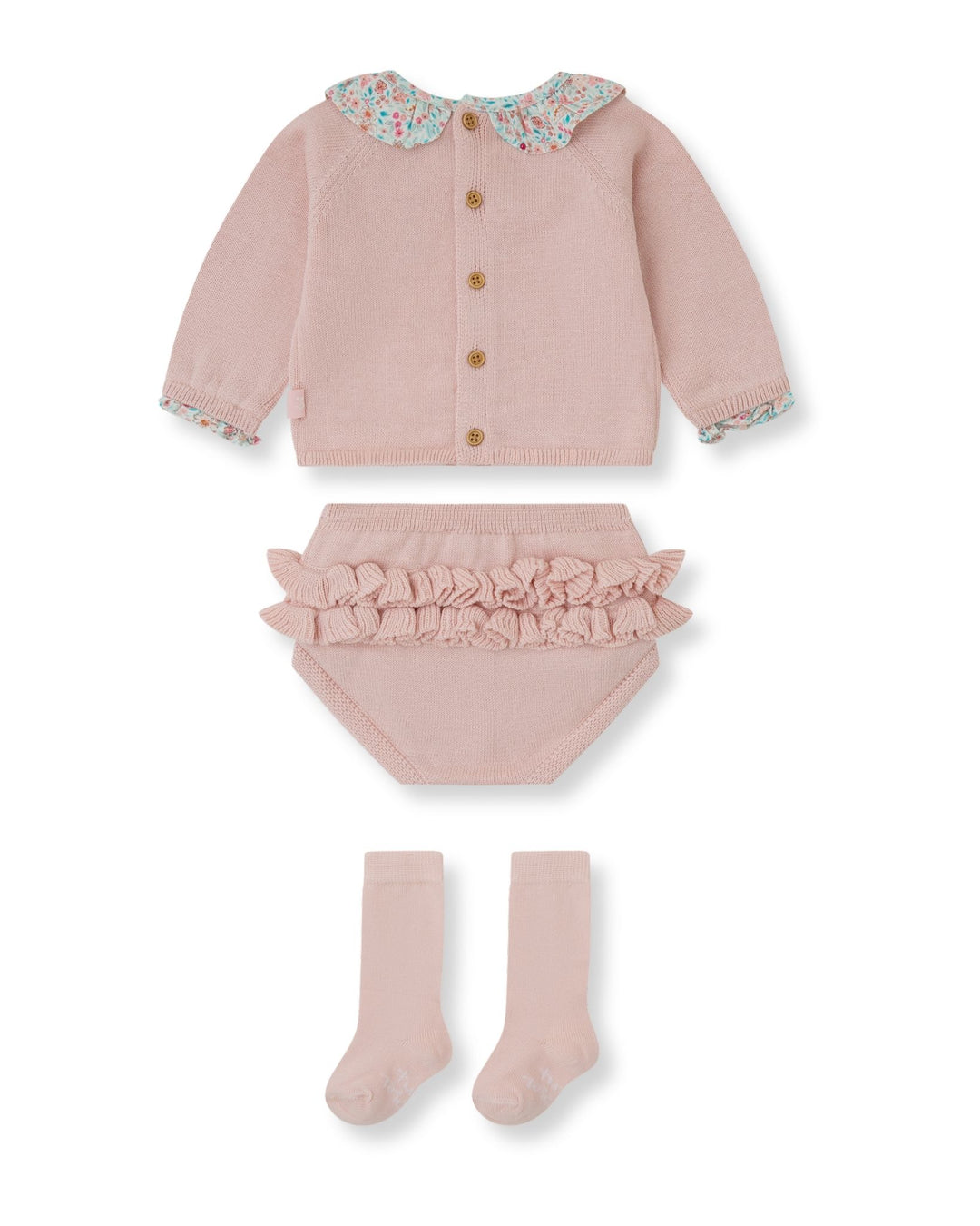 CONJUNTO 2 PZAS. TRICOT PÉTALO CON CALCETINES
