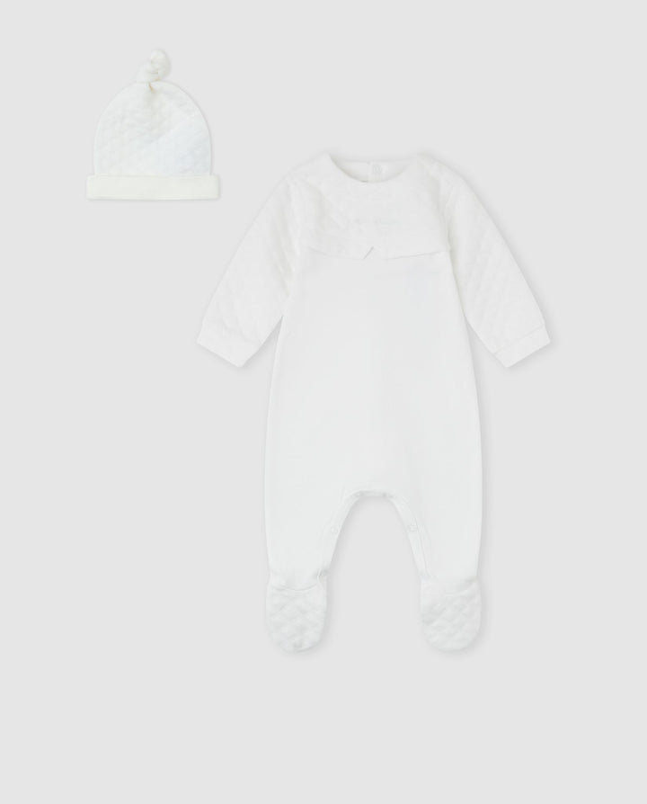 CONJUNTO 2 PZAS. ACOLCHADO BLANCO RECIÉN NACIDO