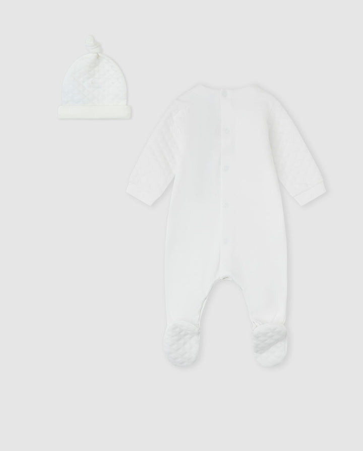CONJUNTO 2 PZAS. ACOLCHADO BLANCO RECIÉN NACIDO