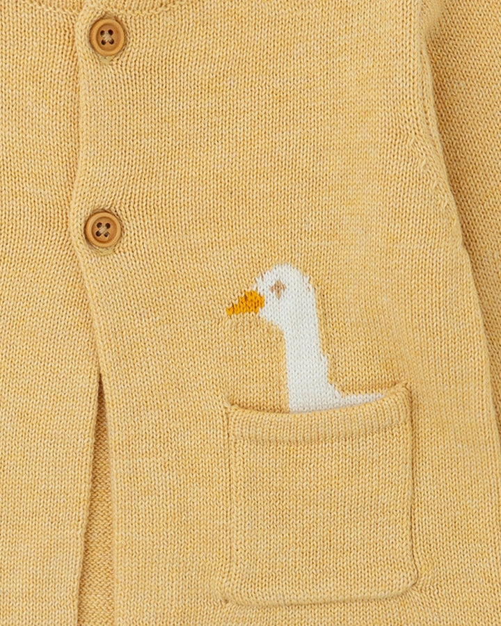 CHAQUETA TRICOT MOSTAZA PATO
