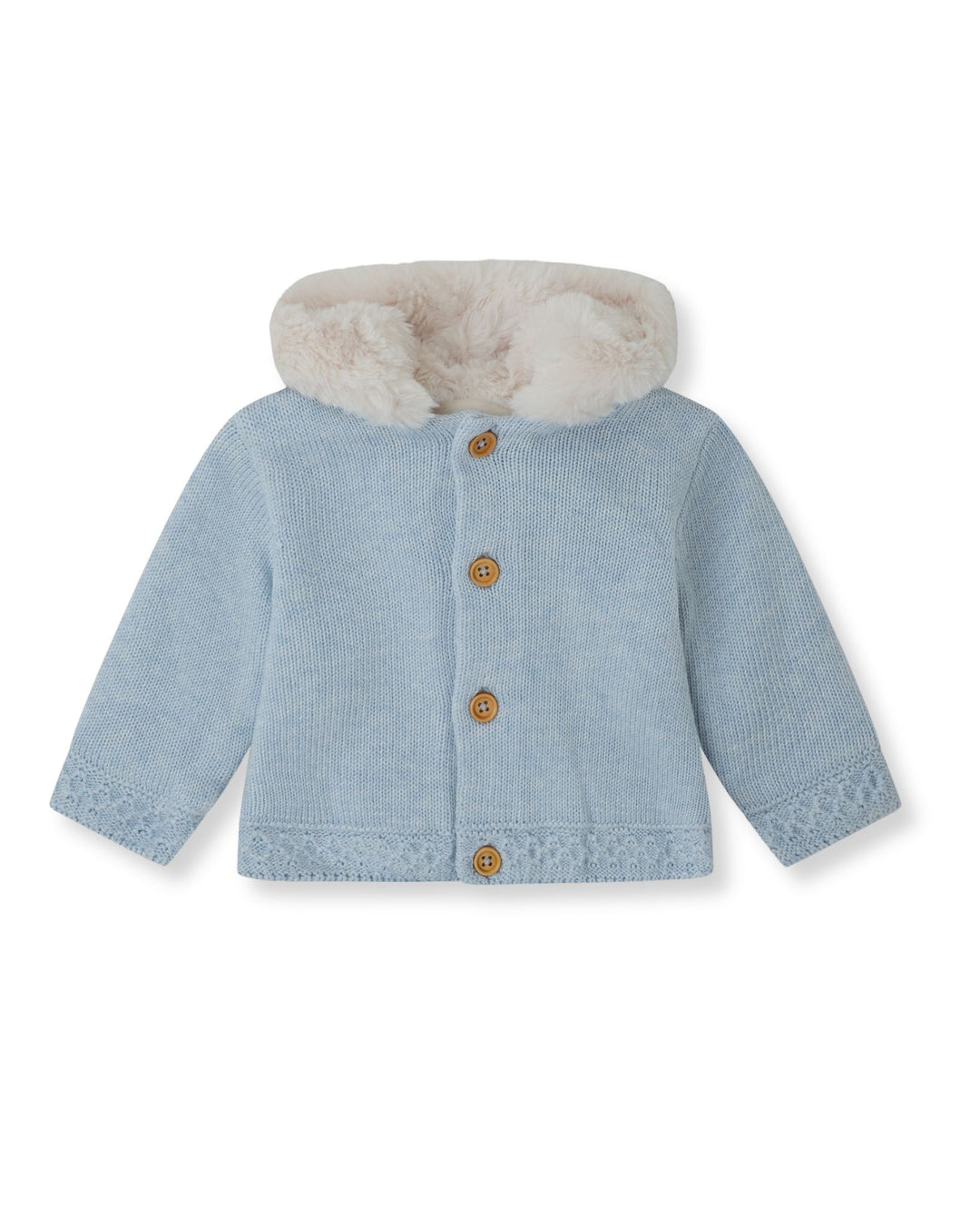 CHAQUETÓN TRICOT PORCELANA CON CAPUCHA