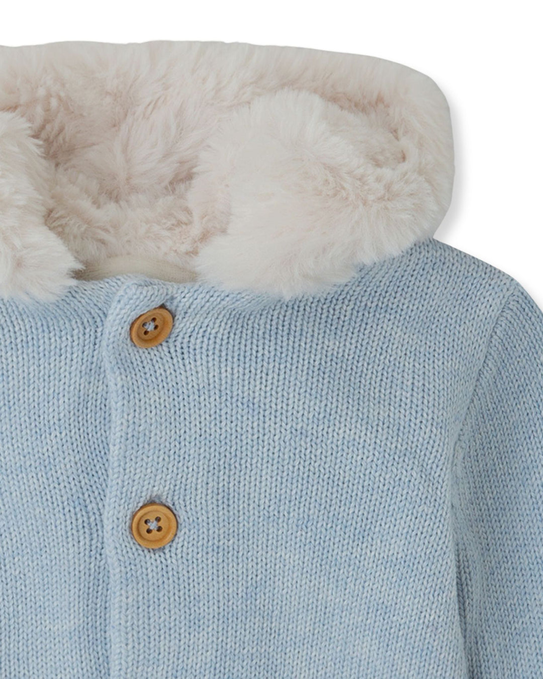 CHAQUETÓN TRICOT PORCELANA CON CAPUCHA