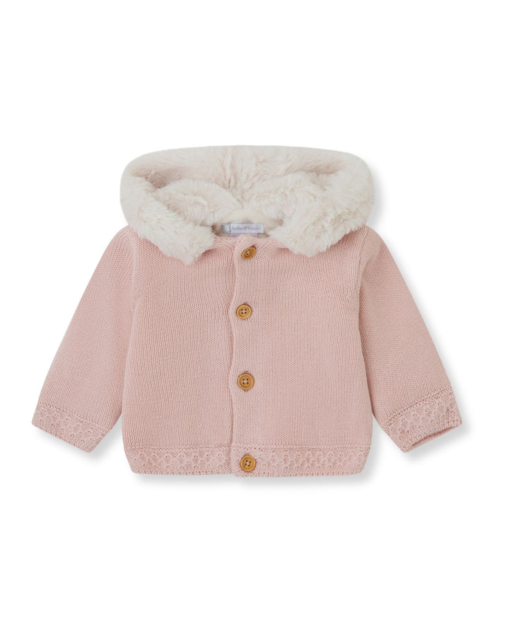 CHAQUETÓN TRICOT PÉTALO CON CAPUCHA
