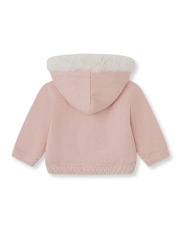 CHAQUETÓN TRICOT PÉTALO CON CAPUCHA