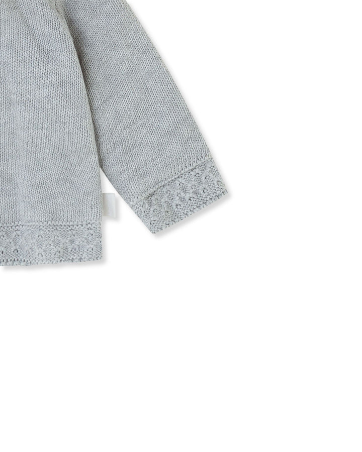 CHAQUETÓN TRICOT GRIS CON CAPUCHA