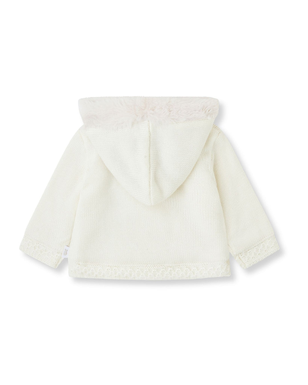 CHAQUETÓN TRICOT CRUDO CON CAPUCHA