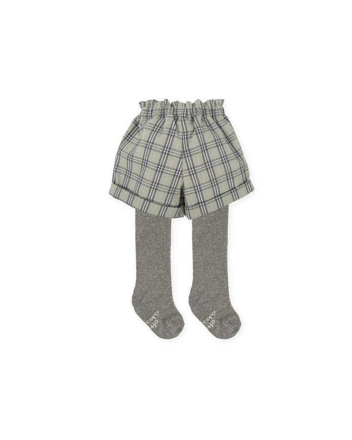 PANTALONCINI A QUADRI GRIGI CON COLLANT
