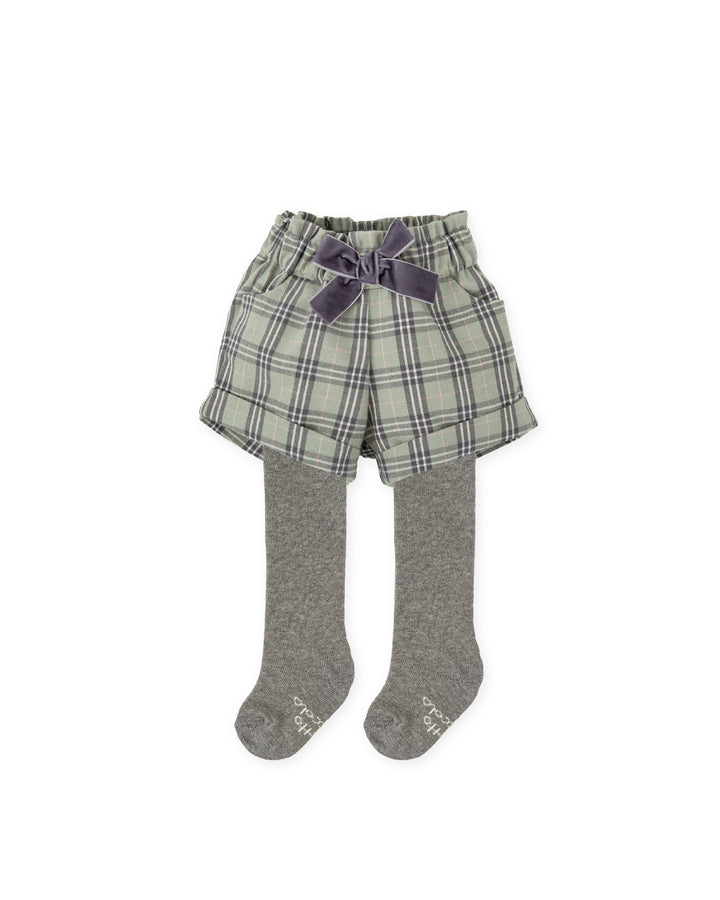 PANTALONCINI A QUADRI GRIGI CON COLLANT