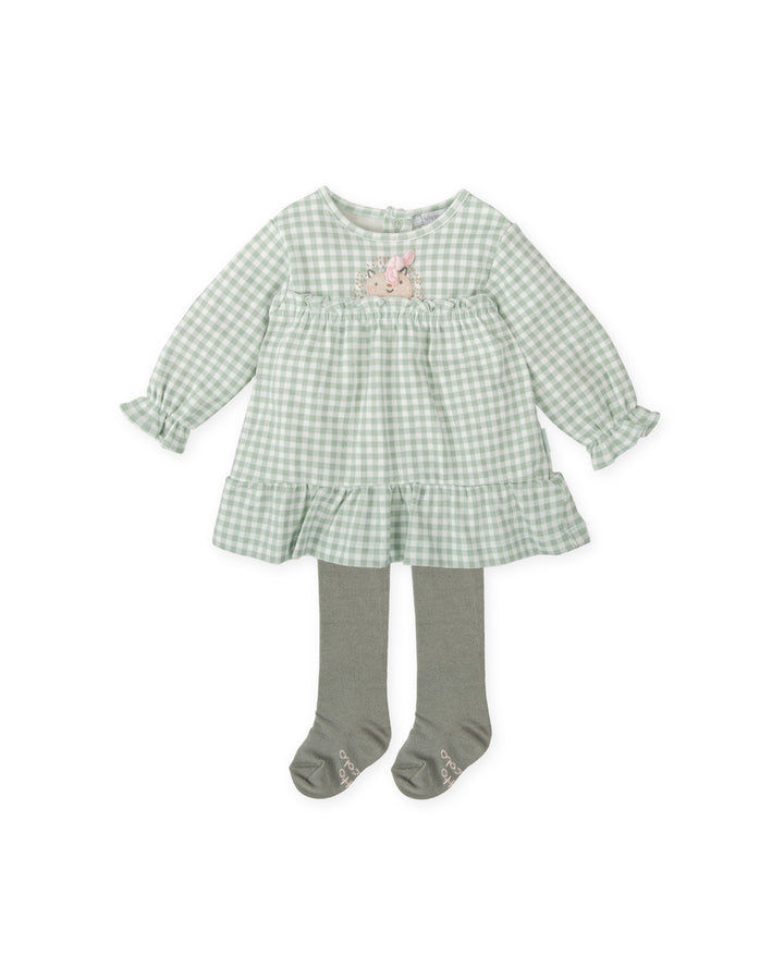 ABITO ACQUAMARINA A QUADRI CON COLLANT