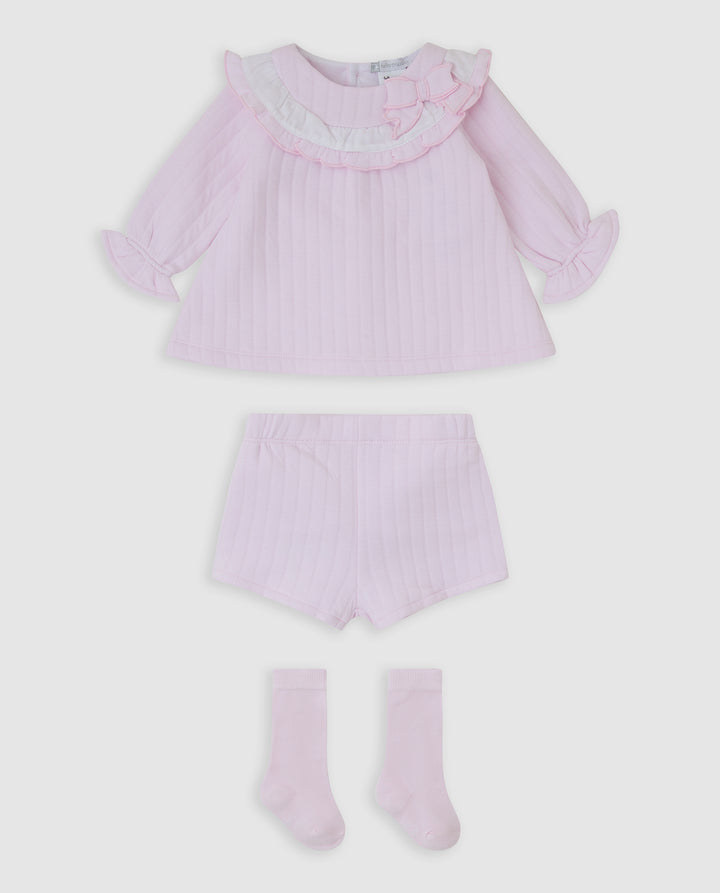 VESTIDO ACOLCHADO ROSA CON CALCETINES