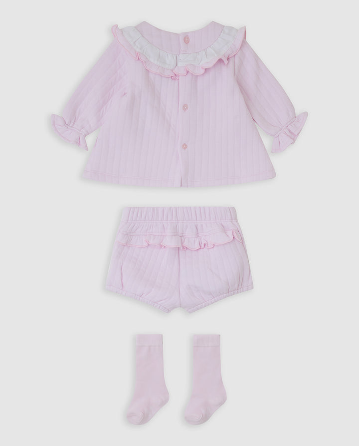 VESTIDO ACOLCHADO ROSA CON CALCETINES