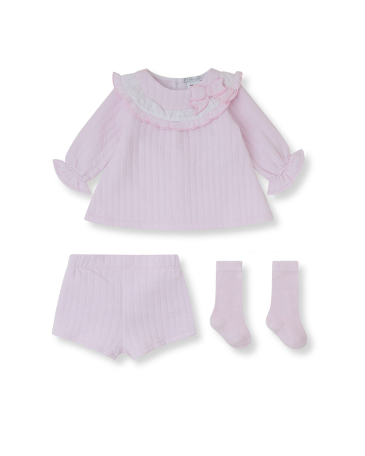 VESTIDO ACOLCHADO ROSA CON CALCETINES
