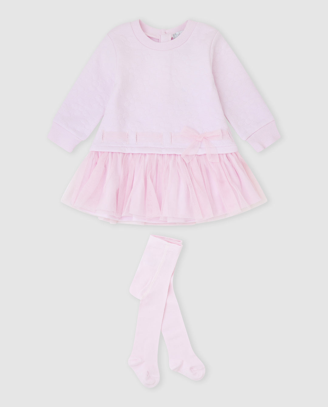 VESTIDO ROSA VOLANTE CON LEOTARDOS