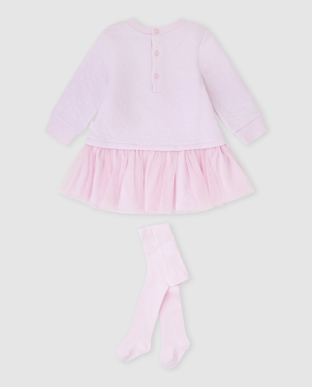 VESTIDO ROSA VOLANTE CON LEOTARDOS