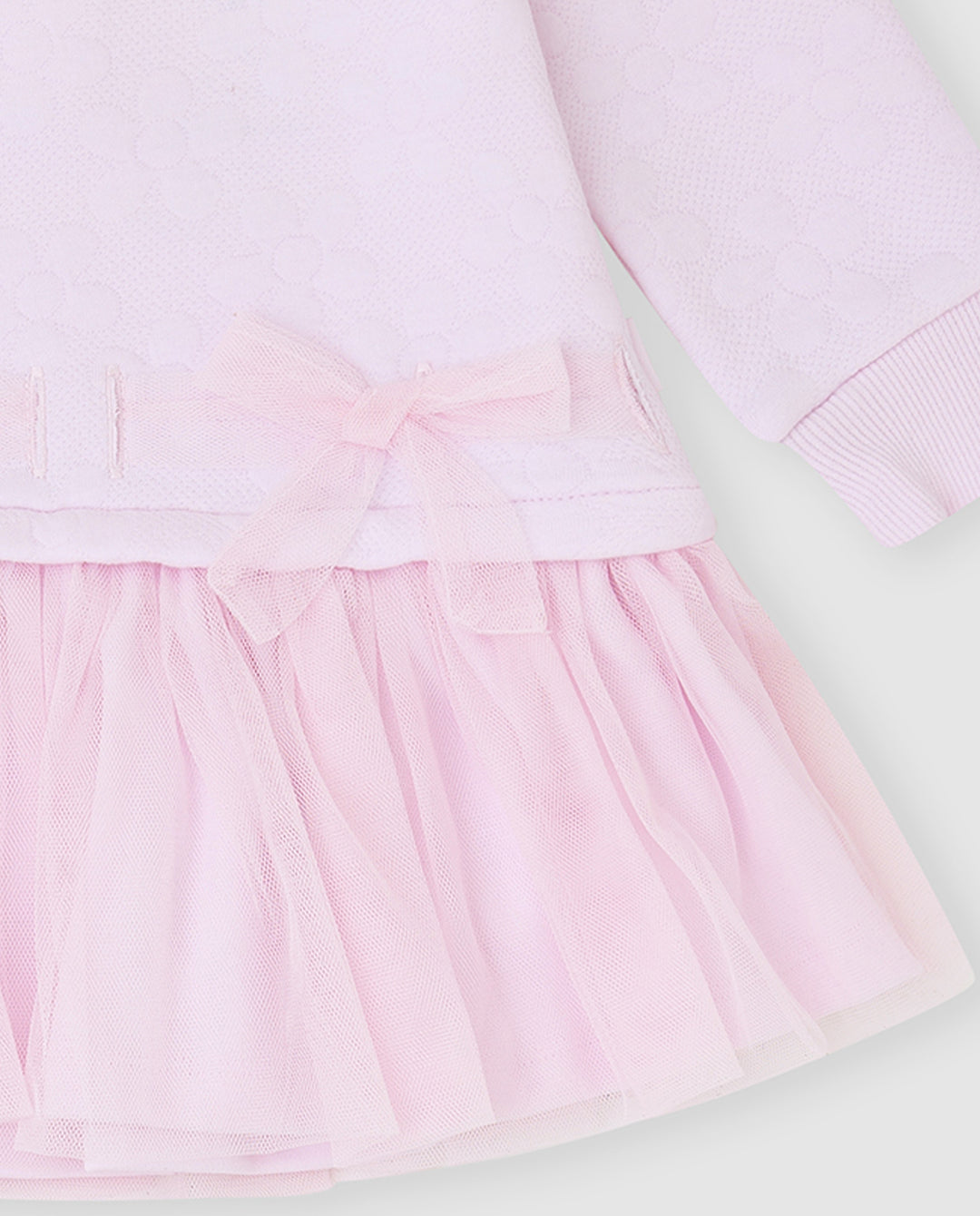 VESTIDO ROSA VOLANTE CON LEOTARDOS