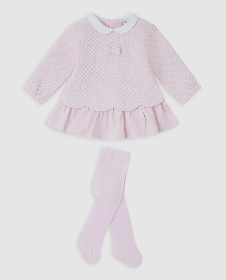 VESTIDO ROSA ACOLCHADO CON LEOTARDOS BEBÉ