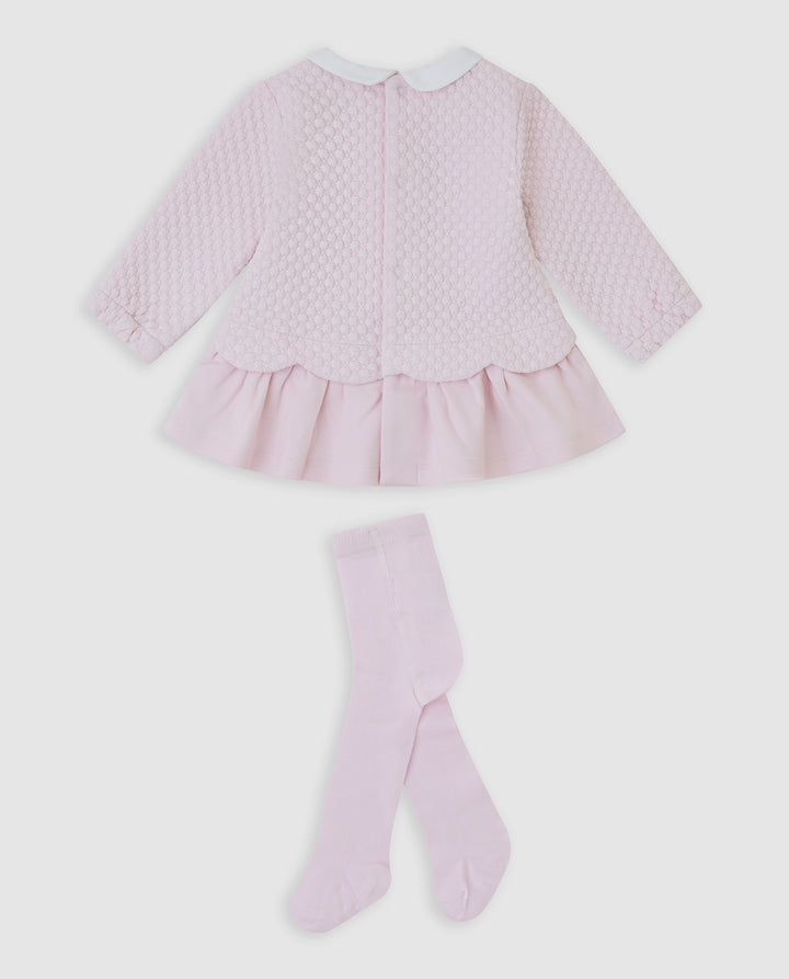VESTIDO ROSA ACOLCHADO CON LEOTARDOS BEBÉ