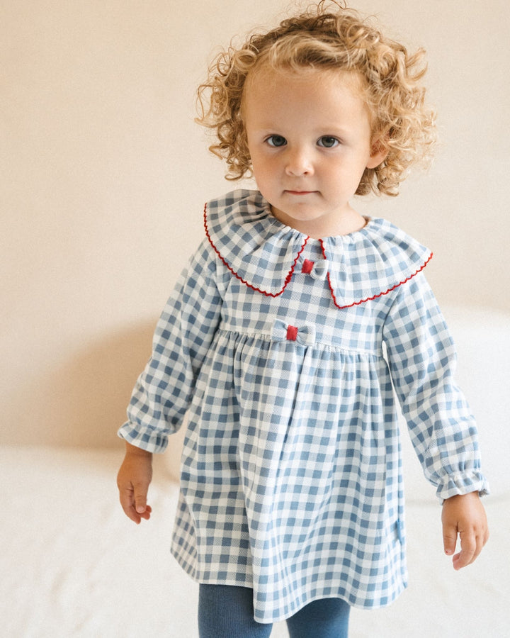 VESTIDO VICHY ÍNDIGO CON LEOTARDOS BEBÉ